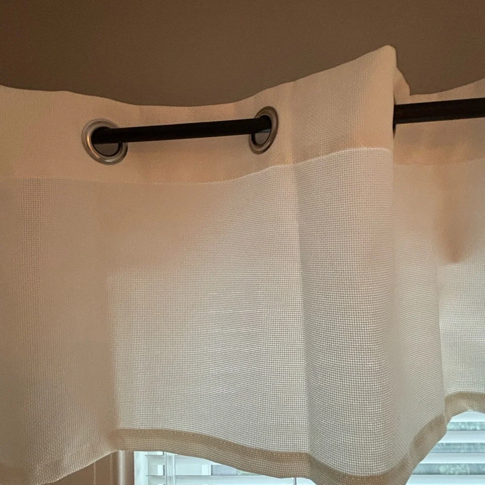 White Woven Valance With Metal Grommets 59”